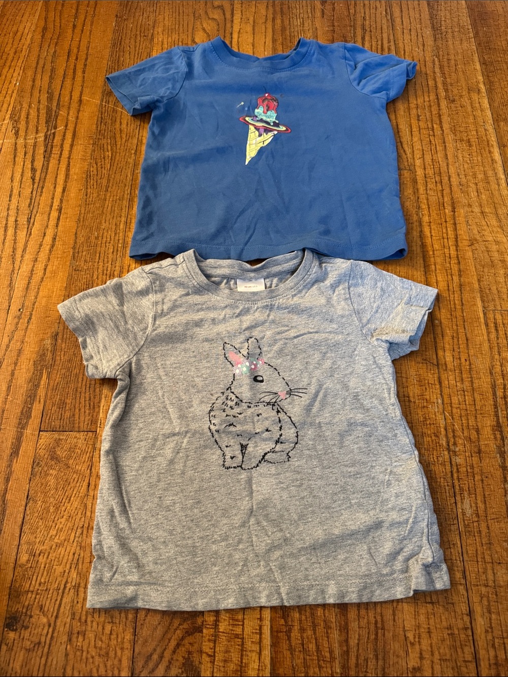 Hanna Andersson Blue Ice Cream Tee & Gray Bunny Graphic Tee - Set